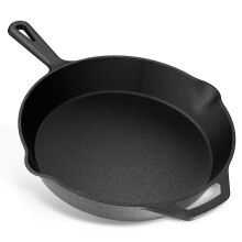 YASHE 30CM Flat Cast Iron Skillet, Cast Iron Frying Pan with Even Heat Distribution, Durable Heavy Duty Cookware for Indoor & Outdoor Use