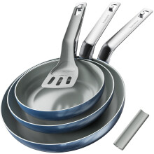 stackbear Ceramic Non Stick Frying Pan Set 20/24/28cm, Stackable Design