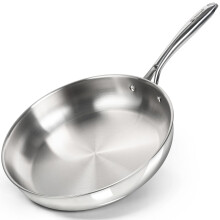 MICHELANGELO 30cm Stainless Steel Frying Pan, Large Skillet with Triply Base, Stainless Steel Pan with Ergonomic Handle, Induction Compatible