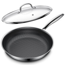 Todlabe 28cm Non Stick Frying Pan – Stainless Steel Frying Pan Nonstick with Lid Heat-Resistant Handle, Oven Safe to 260C, PFOA/PFOS Free