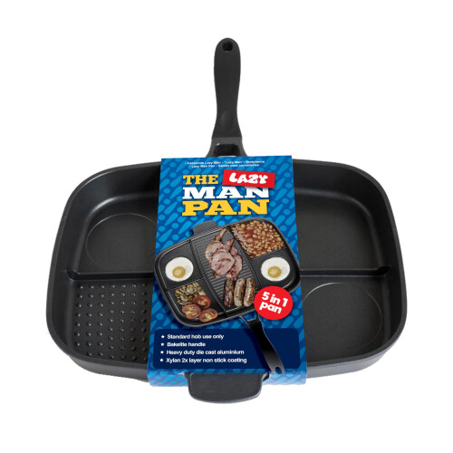 InGenious Lazy Man Frying Pan Multiple Hob Non Stick 5 Section Breakfast Skillet | 28 cm Rectangular Multi Section Griddle 2