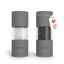 LARS NYSØM Salt and Pepper Grinder Set, Manual Salt and Pepper Mills with Adjustable Ceramic Grinder, Design Spice Shaker Set (Ash Gray)