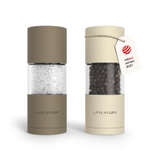 LARS NYSØM Salt and Pepper Grinder Set, Manual Salt and Pepper Mills with Adjustable Ceramic Grinder, Design Spice Shaker Set (Brown/Beige)