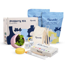 Figured'Art Pottery Kit for Adults with 2kg Premium Air Dry Clay, Ideal for Beginners, Includes Tools, Paints, Brushes, Sealers & Tutorials