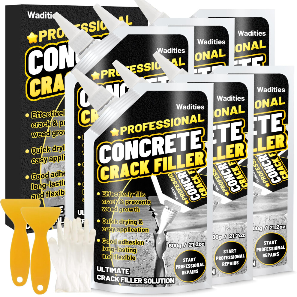 Concrete Crack Filler, 8Lb High Elasticity Self Leveling Cement Crack Filler, Slab Concrete Waterproof Repair Sealant For Driveway, Walkway, Patio 5051227985576