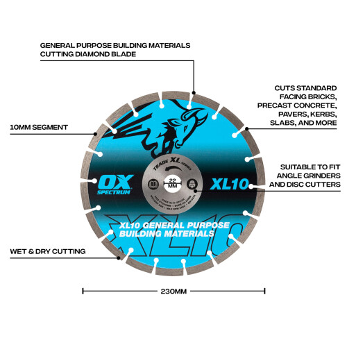 OX OX Trade Diamond Cutting Disc General Purpose – 230/22mm Twinpack 1