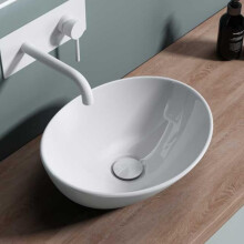Durovin Bathrooms Ceramic Bathroom Basin - Countertop Sink Vessel - Oval Washing Bowl Sloping Wall (410 x 330 x 140mm)