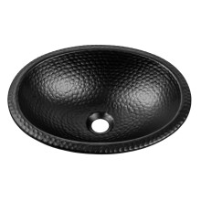 Monarch Abode 17" Hand Hammered Matt Black Oval Hanging Basin Sink 17" 19103