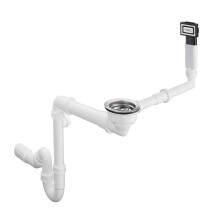 hansgrohe 43927000 D16-10 Manual Waste and Overflow Set for Granite Single Bowl Kitchen, Chrome