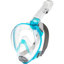 CRESSI Baron Full Face Mask Clear/Aquamarine M/L - Integral Anti Fog Snorkel Comfortable Full Face Mask with Exhalation Valve and Dry Snorkel