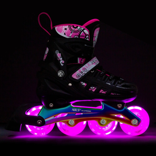 Inline-/Schlittschuhe, 4-in-1, Pink LED, Größe L (39-42)