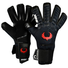 Renegade GK Eclipse Ambush Professional Goalie Gloves with Pro Fingersaves | 4mm EXT Contact Grip | Black & Red Football Goalkeeper Gloves