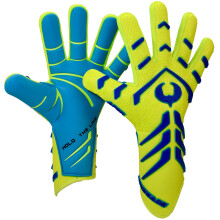 Renegade GK Apex Xtreme Professional Strapless Goalie Gloves | 4mm EXT Contact Grip | Neon Yellow & Blue Soccer Goalkeeping Gloves