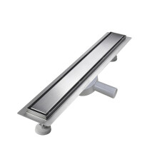 sunrik Shower Drain 110 cm, Tilable Shower Channel, Extra Flat, Stainless Steel Floor Drain Complete Set with 360 Siphon Hair Strainer