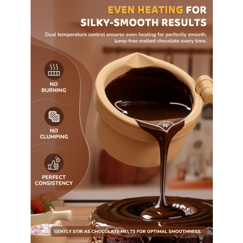 LUSHYUM Electric Chocolate Melting Pot with 2 Insert Pots, 800ml Capacity 2