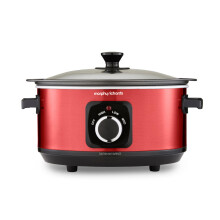 Morphy Richards Accents 3.5L Sear & Stew Slow Cooker, Shatter Resistant Non Stick Aluminium Pot, Single Pot Cooking, Compact, 3 Heat Settings