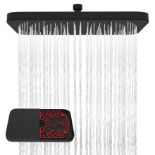 Hibbent Self-Cleaning Rainfall Shower Heads, 12 * 8 Inch, Matte Black