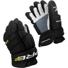 VPRO Ice Hockey Gloves - Black with White Accents, Nylon Shell with Shock Absorbing FoamSweat Absorbing Lining (F35/11)
