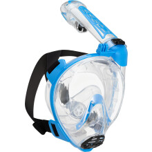 Cressi Duke Action Full Face Snorkel Mask - CO2 Safe Dry Snorkel System - Wide View Anti Fog Mask - Action Cam Mount for Snorkelling - Clear/Blue