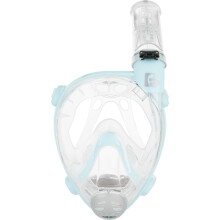 Cressi Prince Full Face Snorkelling Mask - Junior, Clear/Cyan, 100% Silicone - Anti-Fog Lens & Snorkel Mask