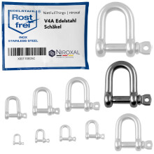 NietFullThings 5 pieces 16-mm Stainless steel shackles made of V4A short straight robust shape breaking load 10.000 kg Shackles 16x56-mm