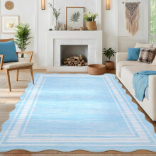 Area Rug 200x290cm Living Room Rug Modern Bordered Soft Large Area Rugs for Bedroom Washable Checkered Dining Room Throw Carpet Non Slip Stain