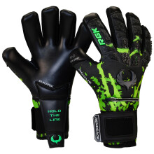 Renegade GK Limited Edition Rogue Venom Goalie Gloves with Fingersaves | 4mm Giga Grip | Black & Green Soccer Goalkeeper Gloves