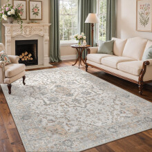BEIMO Washable Rugs Living Room 200x290cm, Vintage Area Rugs for Bedroom Soft Short Pile, Machine Washable Rug Non-Slip Large Rugs for Living Room