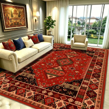 WUTONG Large Red Vintage Area Rug 200x300cm,Deep Burgundy Transitional Boho Style Rugs for Living Room,Soft Short Pile Carpet for Dining Room