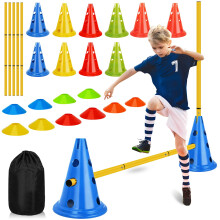 YGORTECH Agility Hurdles Training Equipment - 20 Sports cones & 5 Slalom Poles Set Use as Exercise Jumping Hurdles for Kids