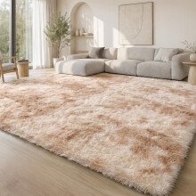 Homaxy Fluffy Shaggy Modern Rug, Anti-slip Washable Large Carpet, Thick Pile Bedside Rugs for Living room, Kids Bedroom, Nursery - Beige, 200 x 300 cm