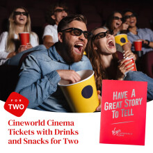 Virgin Experience Days Cineworld Cinema Tickets with Drinks and Snacks for Two - Includes a regular drink and snack each - Over 100 UK Locations