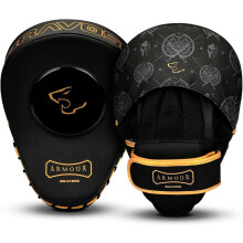 Bravose Armour Boxing Pads Focus Mitts Leather Round Curved Punching Sparring Pads For Hook & Jab Martial Arts Muay Thai Pad Reflex Training Practice