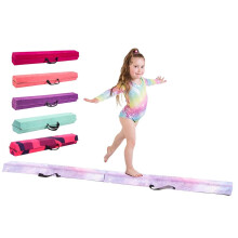 Gymnastics Beam For Kids - Amazing Balance Equipment For Children at Home -210/240/270cm - Faux Suede, High Density EVA Foam - Flash Cards