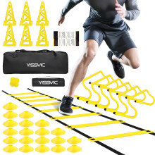 YISSVIC Football Training Equipment Fitness Speed Agility Ladder Training Set for Kids Adult with 4M 8-Rung Ladder 20 Cones 6 Hurdles 6 Traffic Cones