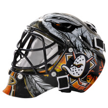 Franklin Sports Anaheim Ducks NHL Team Logo Mini Hockey Goalie Mask with Case - Collectible Goalie Mask with Official NHL Logos and Colors