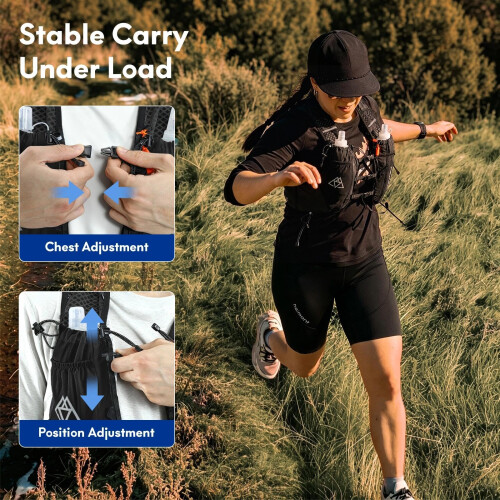 Haimont 10L Trail Running Hydration Vest with Soft Flasks Black M 2