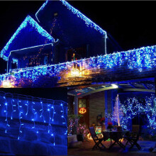 JnDee Blue Icicle Lights 800 LED 20M Christmas Lights with 10M Lead Cable, 31V Safe Low Voltage, 8 Functions Waterproof Fairy Lights Outdoor & Indoor
