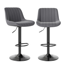 Youhauchair Bar Stools Set of 2, Swivel Barstools with Backrest, Dark Grey