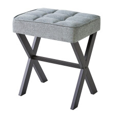 IBUYKE Makeup Stool with X-Leg, Linen Vanity Chair, Blue Gray L/G-70L