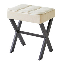 IBUYKE Square Makeup Stool with X-Leg, Linen Vanity Chair, Linen L/G-70Y