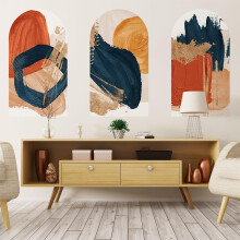 Ambiance Sticker Non-Woven Wallpaper Pre-Glued Giant Murals - Red and Blue Abstract Arches - Decorative Adhesive - 60 x 90 cm