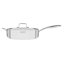 Tramontina Grano 3-Ply Stainless Steel Saute Pan 30 cm, 5.6 litres, Tri-Ply Deep Frying Pan with Lid for Induction, Electric