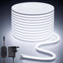 Lucienstar Neon Rope Lights 15M, 6000K White Dimmable LED Strip Lights, 24V Flexible Cuttable IP65 Waterproof LED Rope Lights for Bedroom Indoor
