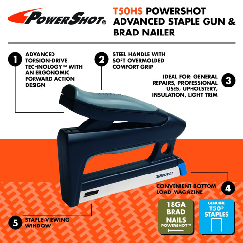 Arrow Arrow T50HS 'Powershot' Advanced Action Stapler 1