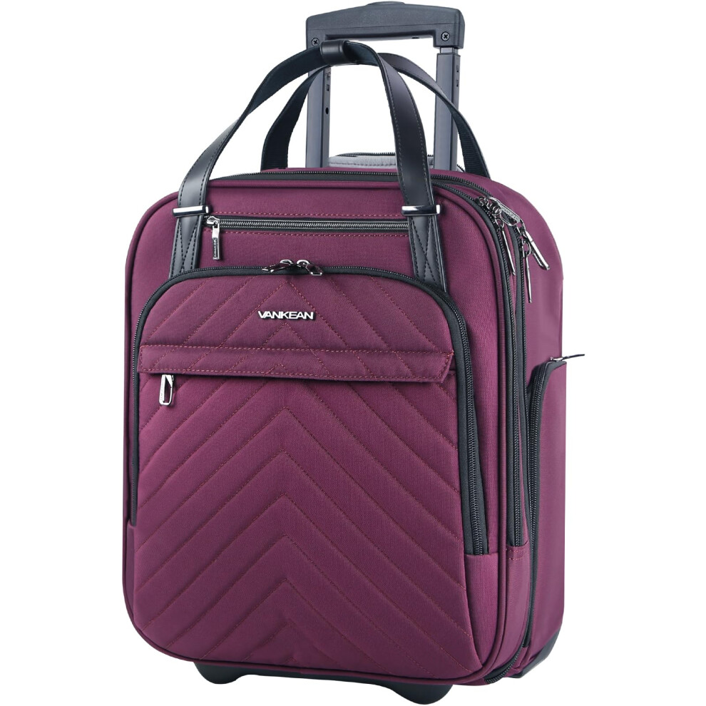 Vankean Rollable Laptop Bag Underseat Travel Backpack With Wheels - 16-Inch Underseater Lightweight Overnight Suitcase With Wheels Roller Case For 5051228002586
