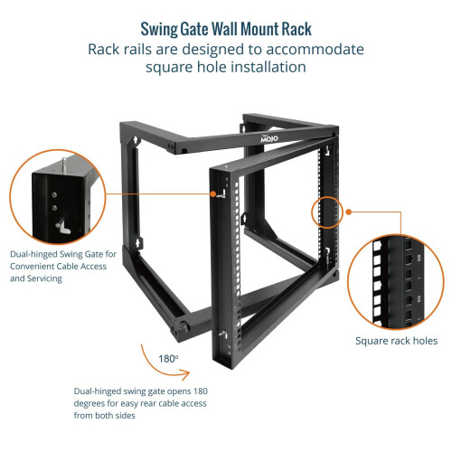 Tecmojo 9U Wall Mount Rack, Server Rack, Open Frame Server Rack, Network Rack for 19inch Computer/AV/Data/IT/Media Equipment, 18inch Depth 2