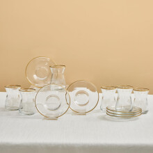 KARACA Gent 12 Piece Turkish Tea Set for 6 People 132 ml – Elegant Gold Detailed Tea Glass & Saucer Set Dishwasher Safe