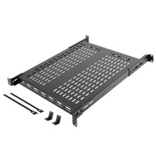Tecmojo 1U Adjustable Vented Server Rack Mount Shelf - 19.5" (495mm) -37.4" (950mm) Depth, Supports up to 242 lbs