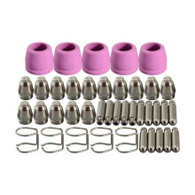 RIVERWELD WSD-60P AG-60P Plasma Electrode with Hafnium Wire Tips Nozzle 0.9mm 40Amp Alumina Nozzle Ceramic Cups with Groove kit Fit CUT-60 LGK-60